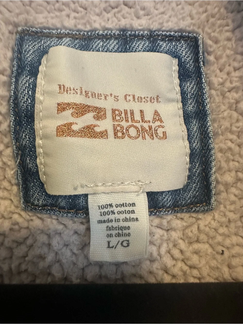 Light Blue Sherpa-Lined Denim Jacket for Kids - (Brand: Billabong)
